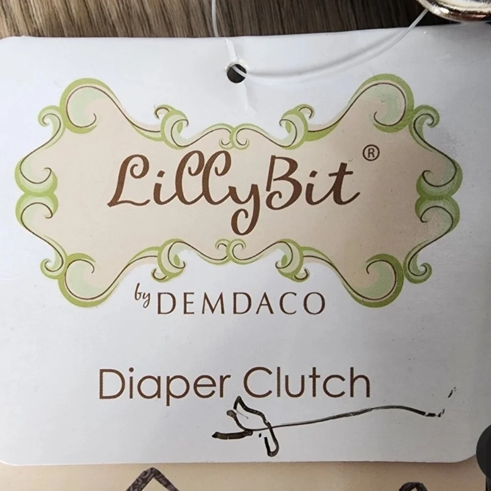 Lilly Bit by Demdaco Navy Blue Trellis Print Folding Diaper Clutch Shoulder Bag